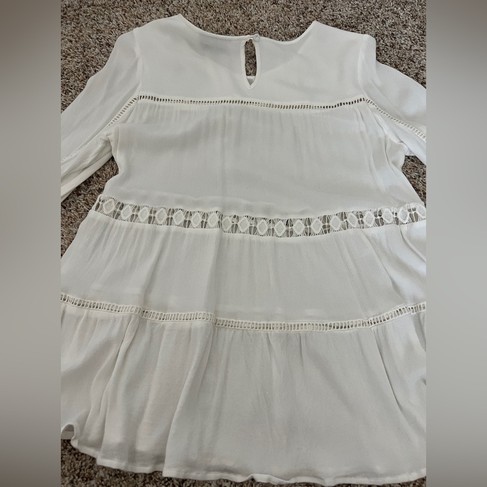 Maeve Anthropologie Ivory Pleated Blouse small - Picture 6 of 6